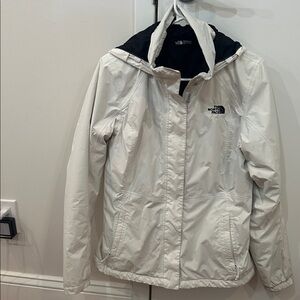The North Face Women's White Ski Jacket with Hooded Shell